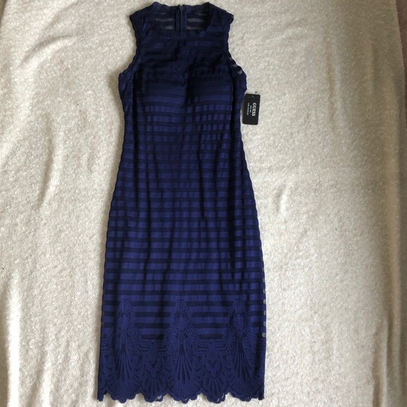 NWT Guess Illusion Striped Sweetheart Dress - Picture 3 of 7